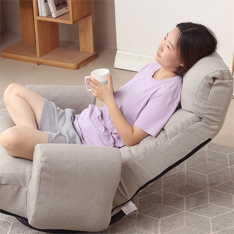 Gray Metal Single Lazy Sofa Tatami Balcony Reclining Chair Leisure Sofa