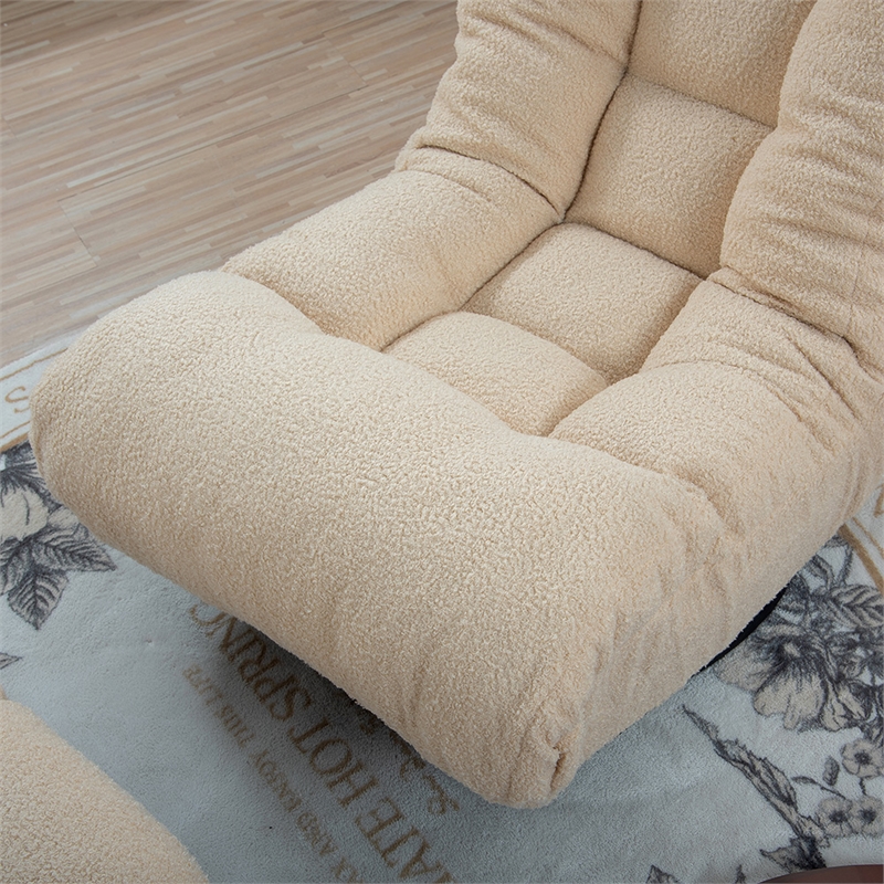 White Wood and Metal Single Sofa Tatami Balcony Reclining Chair Adjustable Chair
