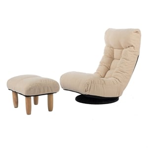 White Wood and Metal Single Sofa Tatami Balcony Reclining Chair Adjustable Chair