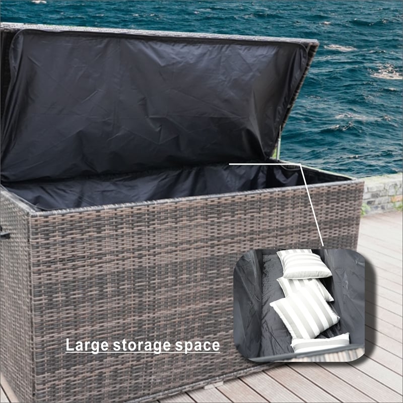 2 SET Direct Wicker Brown Aluminum Rattan Water proof Wicker Deck Box