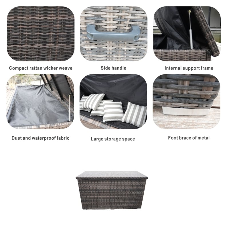 2 SET Direct Wicker Brown Aluminum Rattan Water proof Wicker Deck Box