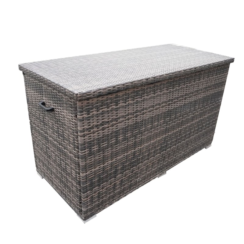 2 SET Direct Wicker Brown Aluminum Rattan Water proof Wicker Deck Box