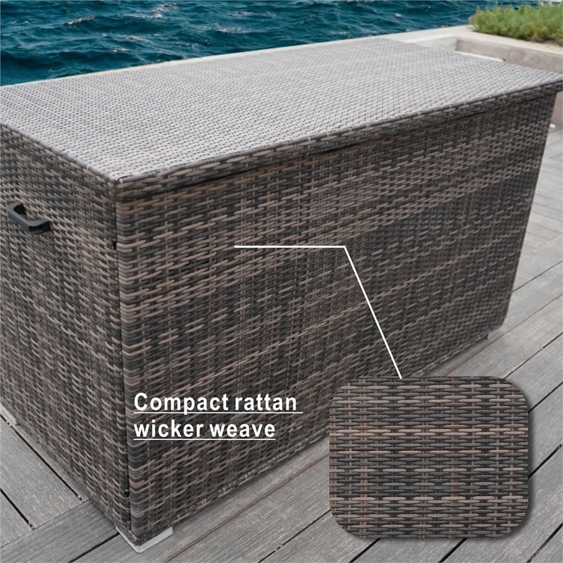 2 SET Direct Wicker Brown Aluminum Rattan Water proof Wicker Deck Box