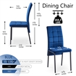Dark Blue Velvet High Back Nordic Dining Chair with Black Legs