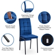 Dark Blue Velvet High Back Nordic Dining Chair with Black Legs