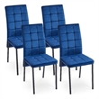 Dark Blue Velvet High Back Nordic Dining Chair with Black Legs