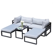 Direct Wicker 5-Piece Modern Aluminum Sofa Seating Set in Gray