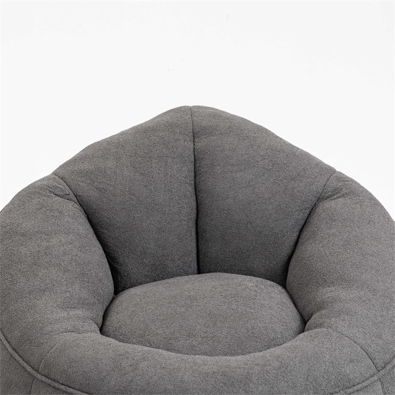 Gray Microfiber Bedding Bean Bag Sofa Chair High Pressure Foam with ottoman