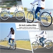 26 Inch Beach Cruiser Bike for Women 7 Speed with Perfect Fit Frame (Blue)
