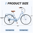 26 Inch Beach Cruiser Bike for Women 7 Speed with Perfect Fit Frame (Blue)