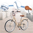 26 Inch Beach Cruiser Bike for Women 7 Speed with Perfect Fit Frame (Beige)