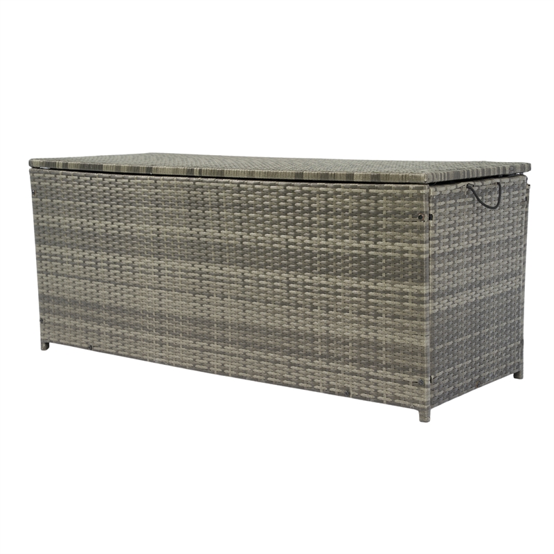 Direct Wicker 113 Gallon Outdoor Storage Box Wicker Patio Deck Boxes with Lid