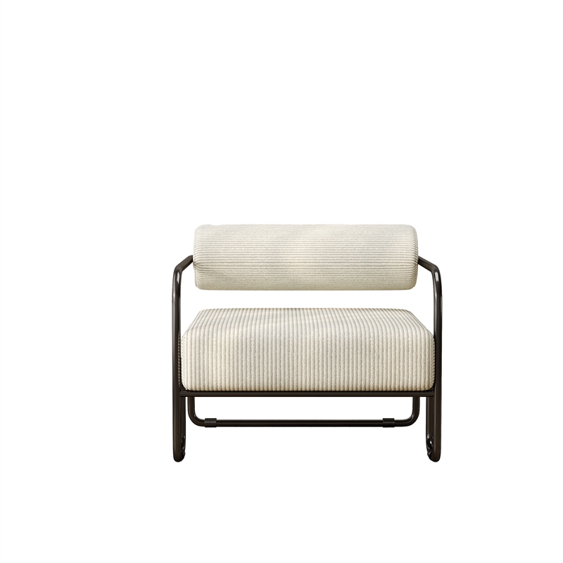 Living Room Sling Accent Armchair Metal Sofa Chair Balcony Leisure Chair(Beige)