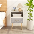 Nightstand with Fabric Drawer 2-Tier Storage End Table Wood Side Table - White