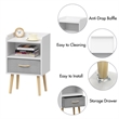 Nightstand with Fabric Drawer 2-Tier Storage End Table Wood Side Table - White