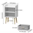 Nightstand with Fabric Drawer 2-Tier Storage End Table Wood Side Table - White