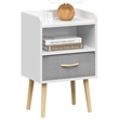 Nightstand with Fabric Drawer 2-Tier Storage End Table Wood Side Table - White