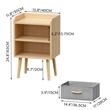 Nightstand with Fabric Drawer 2-Tier Storage End Table Wood Side Table-Oak