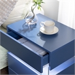 High Gloss LED Nightstand Acrylic Bedside Table with 3 Drawers for Bedroom-Blue