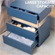 High Gloss LED Nightstand Acrylic Bedside Table with 3 Drawers for Bedroom-Blue