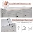 Wood Storage Bench with Removable Cushion and 3 Shutter-Shaped Doors (Gray Wash)
