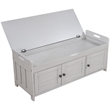 Wood Storage Bench with Removable Cushion and 3 Shutter-Shaped Doors (Gray Wash)