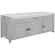 Wood Storage Bench with Removable Cushion and 3 Shutter-Shaped Doors (Gray Wash)