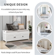 Wood Storage Bench with Removable Cushion and 3 Shutter-Shaped Doors (White)