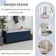 Wood Storage Bench with Removable Cushion and 3 Shutter-Shaped Doors (Navy)