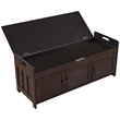 Wood Storage Bench with Removable Cushion and 3 Shutter-Shaped Doors (Espresso)