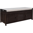 Wood Storage Bench with Removable Cushion and 3 Shutter-Shaped Doors (Espresso)