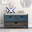 Direct Wicker TREXM 2-Drawer Storage Bench with Removable Basket - Navy