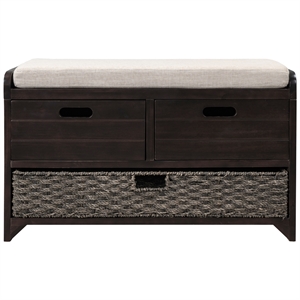 Direct Wicker TREXM 2-Drawer Storage Bench with Removable Basket - Espresso