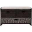 Direct Wicker TREXM 2-Drawer Storage Bench with Removable Basket - Espresso