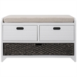 Direct Wicker TREXM 2-Drawer Storage Bench with Removable Basket - White