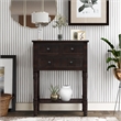 TREXM Narrow Console Table with Three Storage Drawers and Bottom Shelf-Espresso