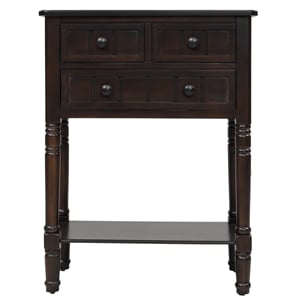 TREXM Narrow Console Table with Three Storage Drawers and Bottom Shelf-Espresso