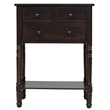 TREXM Narrow Console Table with Three Storage Drawers and Bottom Shelf-Espresso