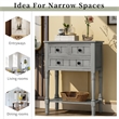 TREXM Narrow Console Table with Three Storage Drawers and Bottom Shelf-Gray Wash