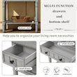 TREXM Narrow Console Table with Three Storage Drawers and Bottom Shelf-Gray Wash