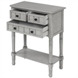 TREXM Narrow Console Table with Three Storage Drawers and Bottom Shelf-Gray Wash