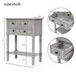 TREXM Narrow Console Table with Three Storage Drawers and Bottom Shelf-Gray Wash