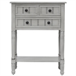 TREXM Narrow Console Table with Three Storage Drawers and Bottom Shelf-Gray Wash