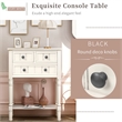 TREXM Narrow Console Table with Three Drawers and Bottom Shelf (Ivory White)