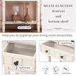 TREXM Narrow Console Table with Three Drawers and Bottom Shelf (Ivory White)