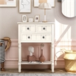 TREXM Narrow Console Table with Three Drawers and Bottom Shelf (Ivory White)