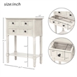 TREXM Narrow Console Table with Three Drawers and Bottom Shelf (Ivory White)