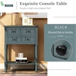 TREXM Narrow Storage Console Table with Three Drawers and Bottom Shelf - Navy