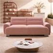 Pink Teddy Velvet Three-Seat Sofa with Armrests-Convertible to Reclining Bed