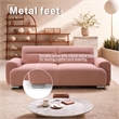 Pink Teddy Velvet Three-Seat Sofa with Armrests-Convertible to Reclining Bed
